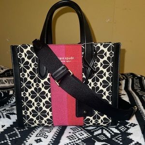 Kate Spade; Spade Flower Jacquard Stripe Manhattan Small Tote